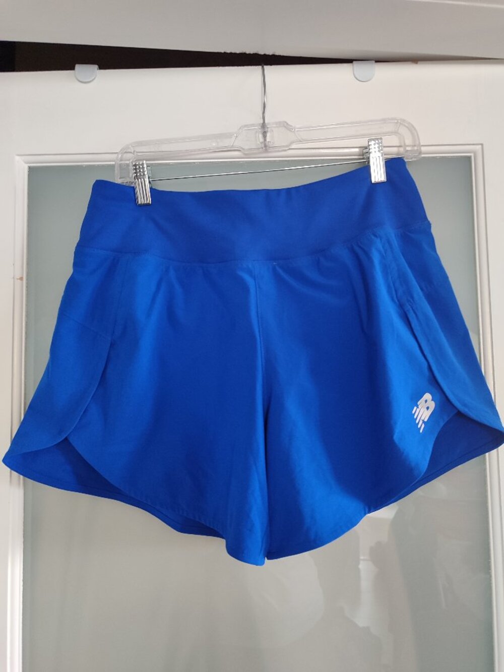 New Balance Women NB Dry Blue Split Running Shorts with Built-in-Liner Briefs M